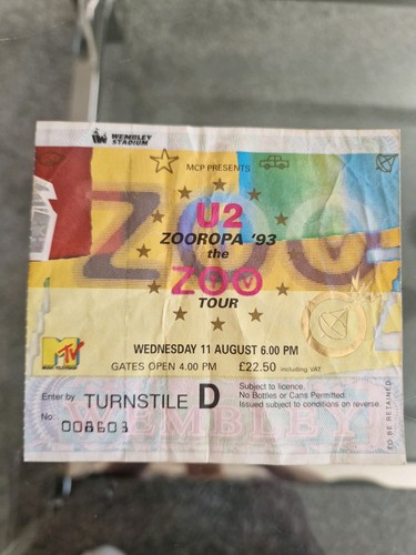 Zooropa zoo tv - u2, ticket
