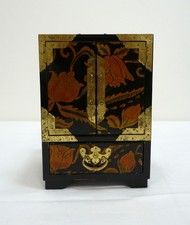 Vintage Chinese Jewellery Box / Brass Accents And Drawers