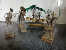 Set of 7 wire craft figures musicians etc from Barbados two on steel drums