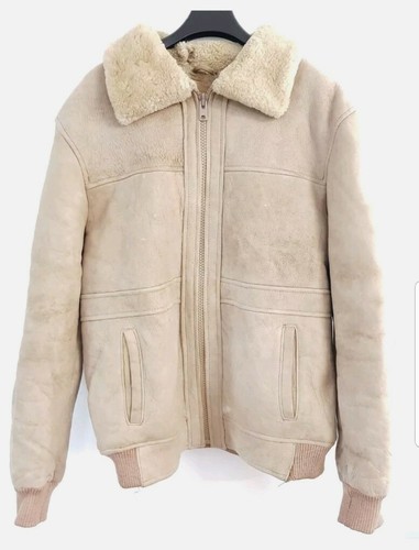 Leather beige shearling - leather, lined