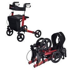 Folding Rollator Walker Aluminium Walking Mobility Aid Lightweight With 4 Wheels