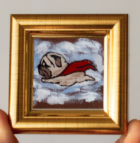 Pug dog superhero red - dog,