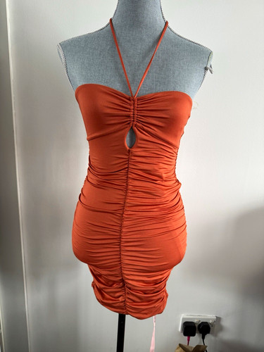 Polly rust ruched halter - ruched,