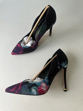 TED BAKER HEELS NEW STILETTO HEEL Shoes NEW BNWT Blue Black Floral Pointed 4 5 6