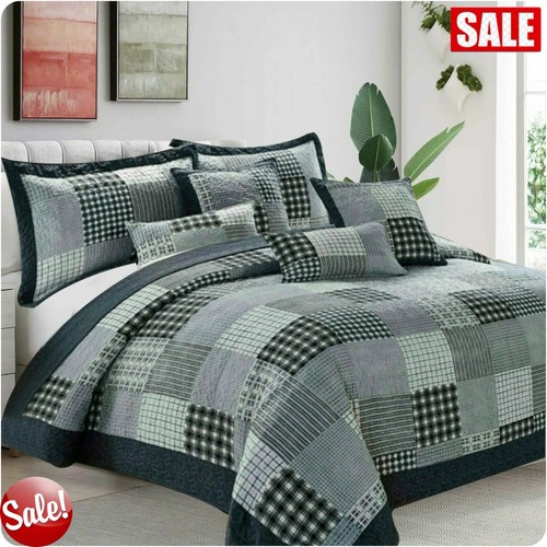 3pcs patchwork quilted - patchwork, (check)