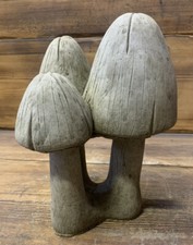 STONE GARDEN TRADITIONAL 3 TOADSTOOL MUSHROOM 2 PIECE CONCRETE ORNAMENT