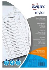 Avery 05231061.UK Mylar A4 Pre-Printed Dividers, Bright White A-Z, 26 part
