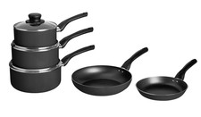 Argos Home 5 Piece Aluminium Pan Set - Black