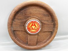 VINTAGE WOODEN SERVING DISH / BOWL CENTERPIECE INSTITUE ADVANCED MOTORISTS BADGE
