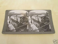 WW1 STEREOVIEW - ON A CANAL