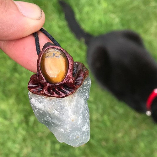 Celestite tiger eye - eye, pendant
