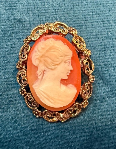 Vintage cameo brooch pendant - vintage,