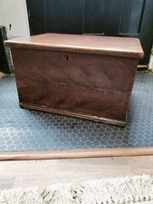 An Antique Scumbled Pine Box With 2 Interior Drawers And Candle Box Small Size