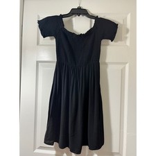 Black Smocked Off Shoulder