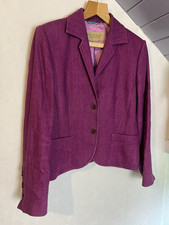 Paul Costelloe Pure Linen Blazer UK 12 Pink Raspberry Tailored Jacket Smart Casu