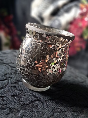 Grey sparkly mosaic - , tealight
