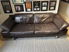 1970s Style Trendy Leather Look Sofa 3 Seater