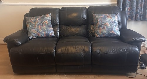 Recliner black leather - recliner,