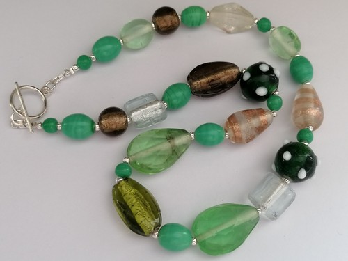 Glass bead necklace lampwork - necklace,