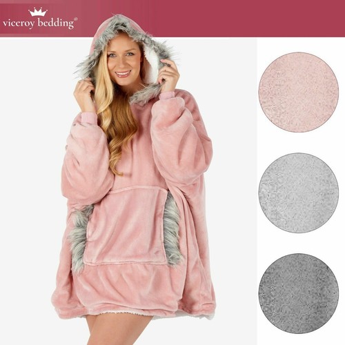 Faux fur edge oversized hoodie - fur,