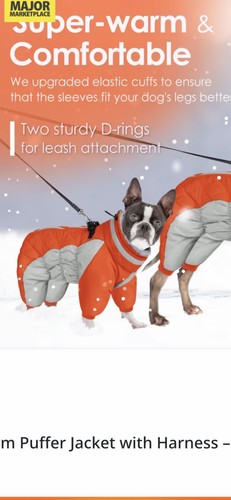 Dog coat warm puffer - dog, jacket