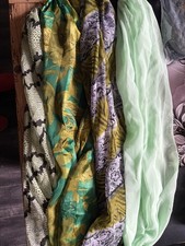 Four Silky Scarves with Magnetic Clips Green