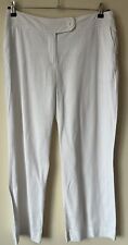 BHS White Size 14 Linen Mix Trousers Wide Leg Summer Holiday Work Office Pants