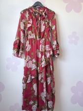 ZARA Red Rose Chiffon Midi