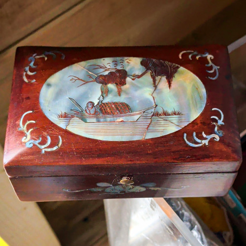 Antique oriental wooden hinged - antique,