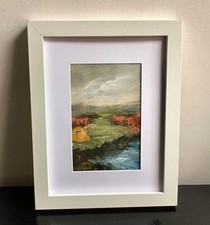 original Dartmoor landscape painting. Hand painted Devon moorland wild camping