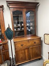 Antique Victorian 19th Century Secretaire Bureau Bookcase Flame Mahogany