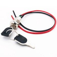 12mm Key Lock Switch ON/OFF Latching Prewired Metal Maintained Security