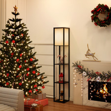 Wood Floor Lamp with Shelves
