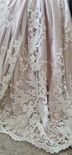 Ivory beaded lace fabric - beaded,