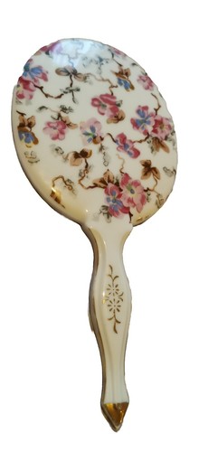 Vintage hand mirror porcelain - vintage,