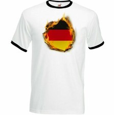 German Flag Flames Mens Germany T-Shirt Bundesflagge und Handelsflagge Football