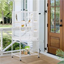 Large Bird Cage Metal Pet Cage Bird Aviary with Rolling Stand for Parrot Budgie