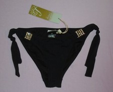 Lipsy Bling Hardware Bikini Bottoms black side tie briefs size 8 New Tags BNWT