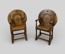 Pair of Oak Monks Chairs