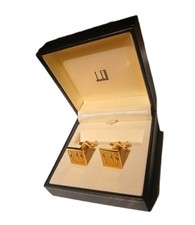 DUNHILL CUFFLINKS  MENS GOLD TONE 3D SIGNATURE BOXED CHRISTMAS GIFT READY