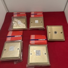 4 x Contactum Polished Georgian Brass & White Telephone Socket, Georgian Edged