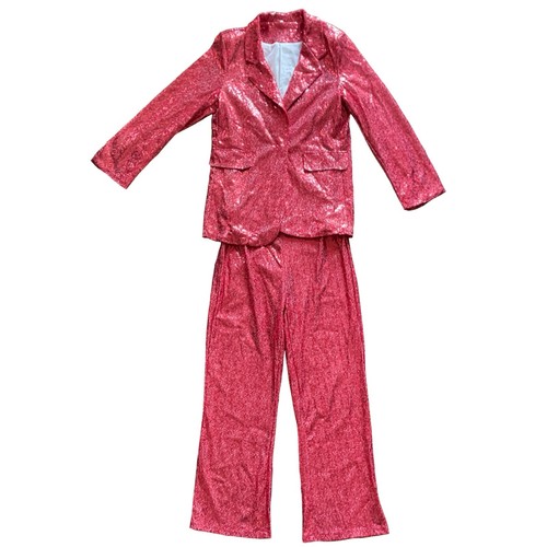Sequin red suit set jacket - sequin, &