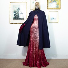 Vintage 70s Navy Wool Cape |