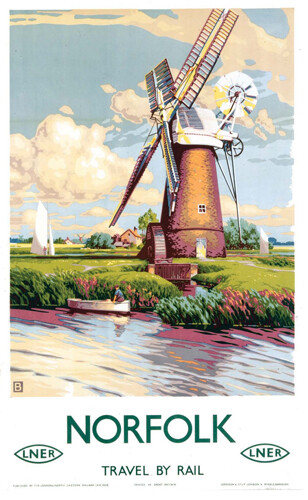 Vintage norfolk windmill art - windmill,