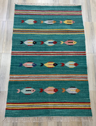 Tribal handwoven wool rug - wool,