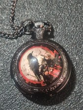 Goth Raven Crow Bird Picture Necklace Watch Chain Pendant New