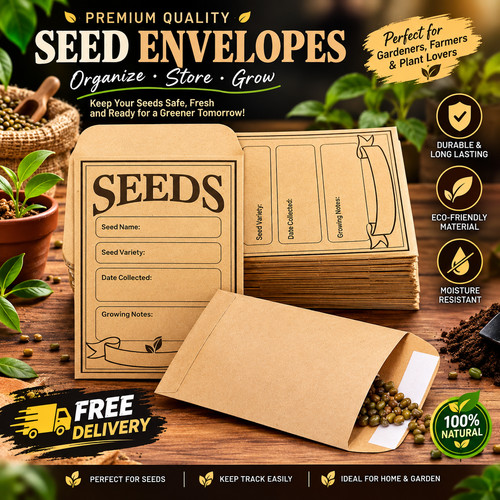 50pcs small kraft seed - small,