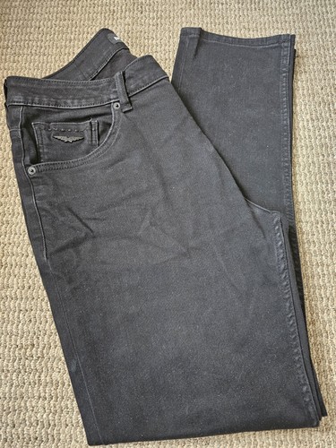 Mens police black denim jeans - black,