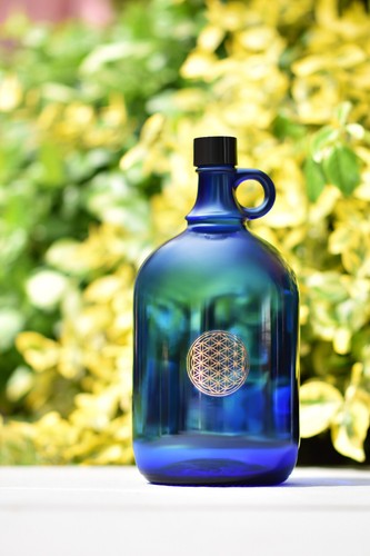 Glass bottle liters blue - in,