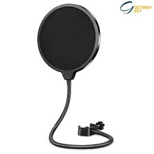 Black Dual Layer Microphone Pop Filter Studio Mic Shield & Wind Screen Recording